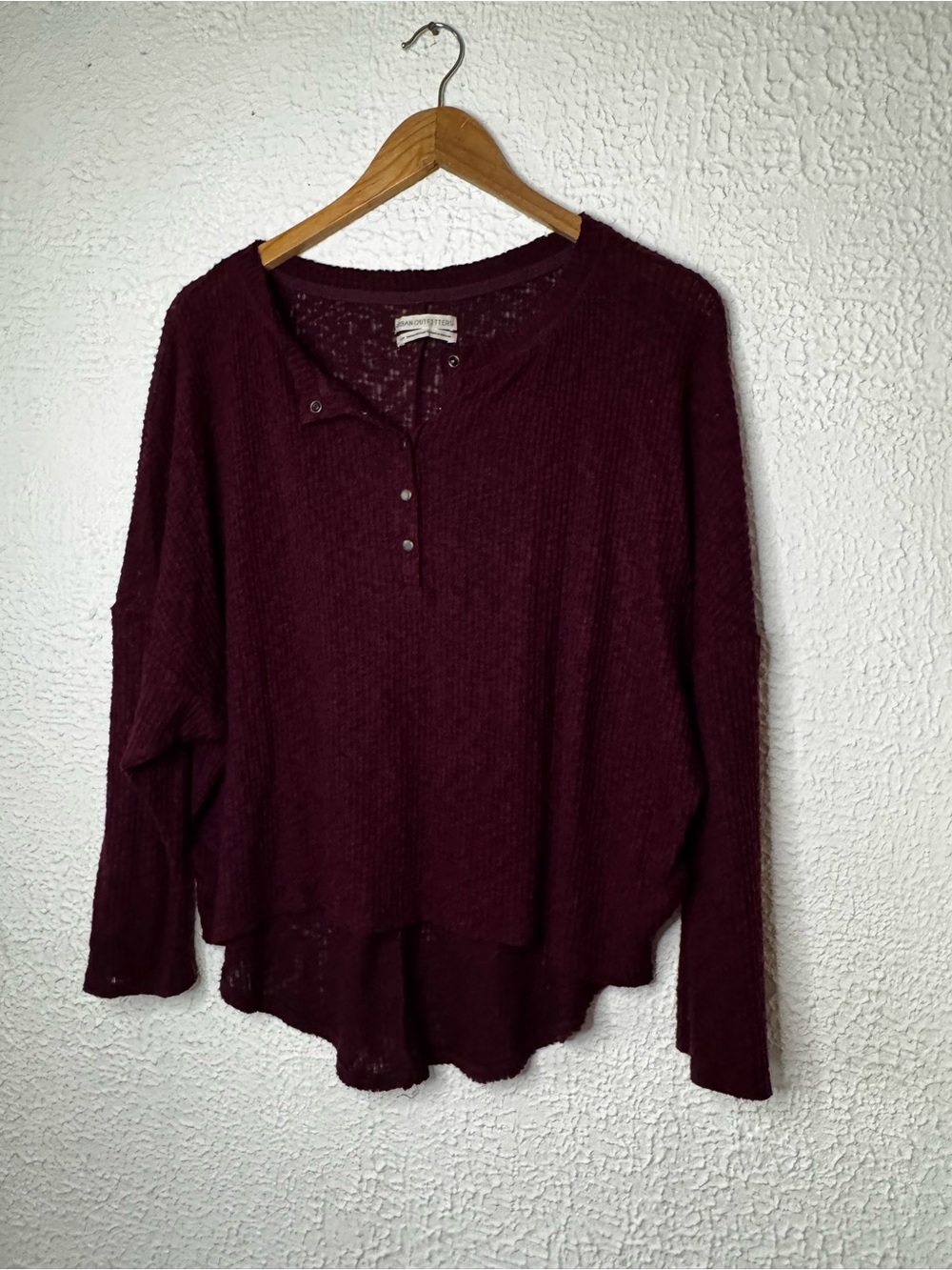 Urban Outfitters Women's Long-Sleeve Henley Top - Wine
